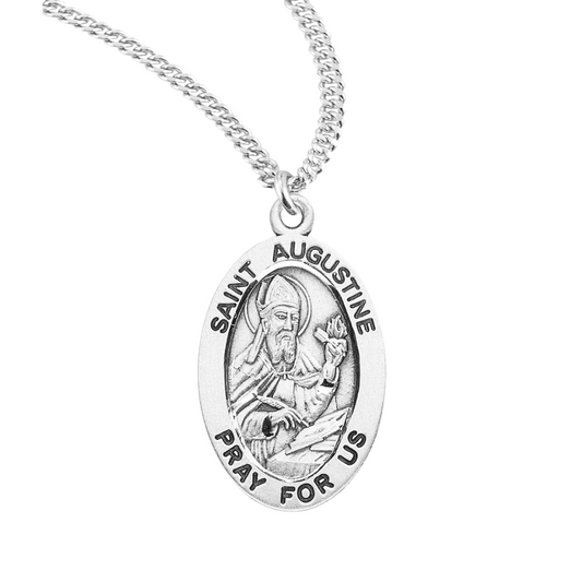 Sterling Oval St Augustine, Catholic Gift, Made in USA