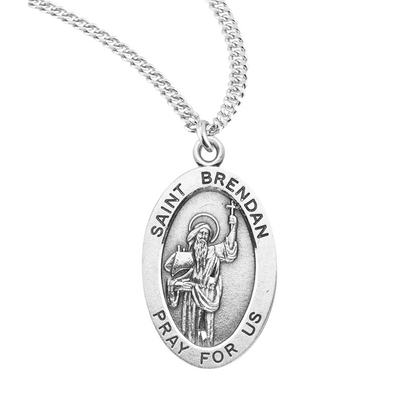 Sterling Oval St Brendan, Catholic Gift, Made in USA
