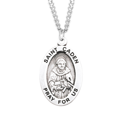 Patron Saint Caden Oval Sterling Silver Medal, Catholic Gift, Made in USA