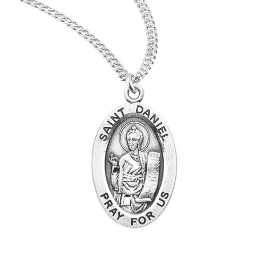 Patron Saint Daniel Oval Sterling Silver Medal, Catholic Gift, Made in USA