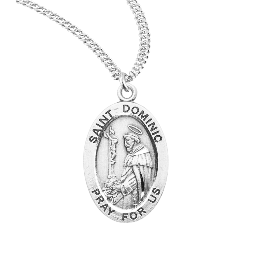 Patron Saint Dominic Oval Sterling Silver Medal, Catholic Gift, Made in USA