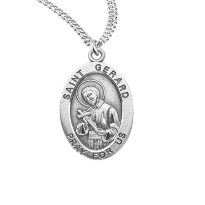 Patron Saint Gerard Oval Sterling Silver Medal, Catholic Gift, Made in USA