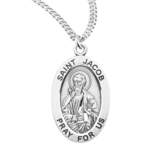 Patron Saint Jacob Oval Sterling Silver Medal, Catholic Gift, Made in USA