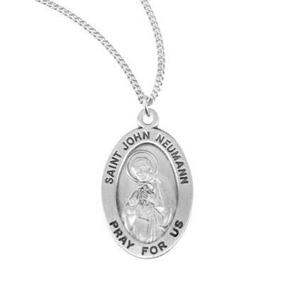 Patron Saint John Neumann Oval Sterling Silver Medal, Catholic Gift, Made in USA