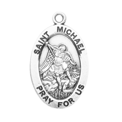 St. Michael 16kt Gold Over Sterling Silver Oval Medal — 20" Chain, Gift Box Included