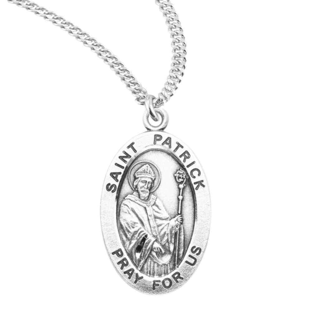 Sterling Oval St Patrick, Catholic Gift, Made in USA