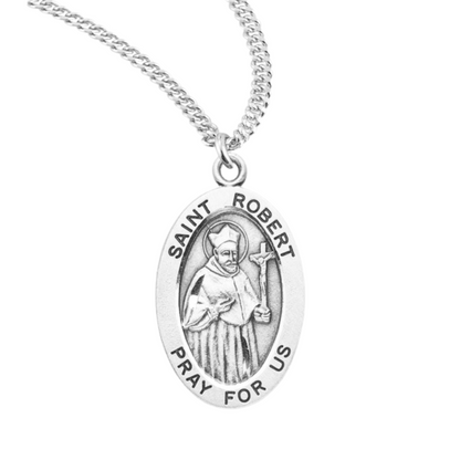 Patron Saint Robert Oval Sterling Silver Medal, Catholic Gift, Made in USA