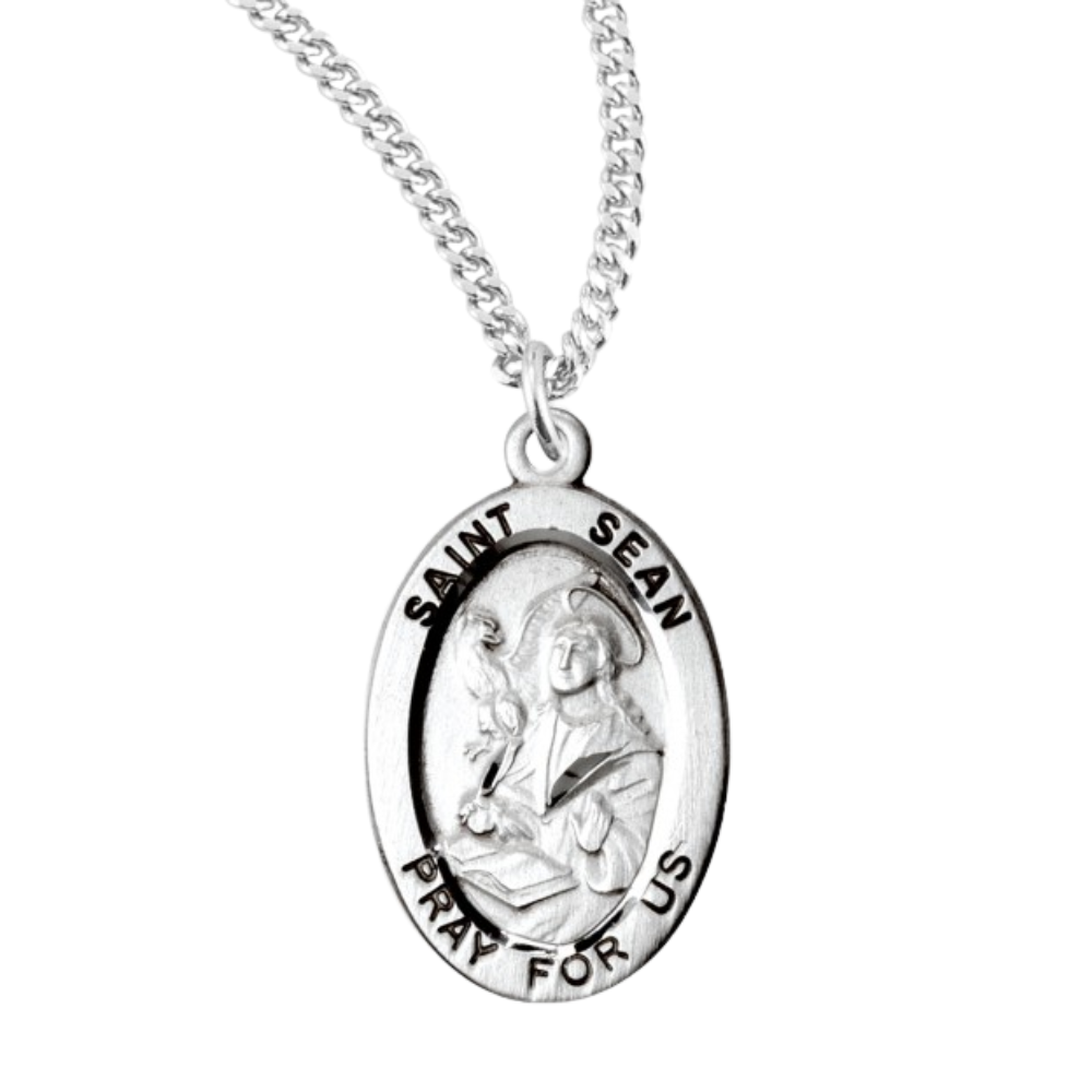 Sterling Oval St Sean, Catholic Gift, Made in USA