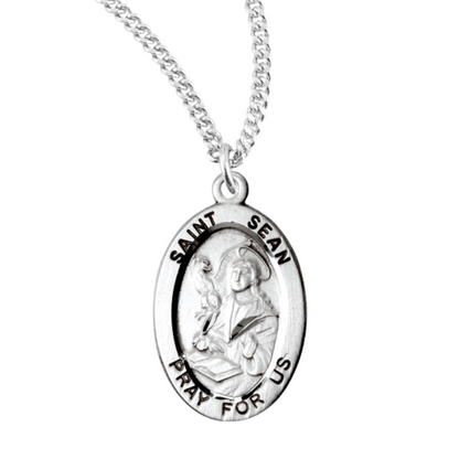 Sterling Oval St Sean, Catholic Gift, Made in USA