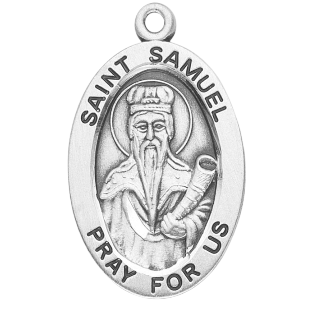 St. Samuel Sterling Silver Oval Medal Necklace — 20" Chain, Gift Box Included