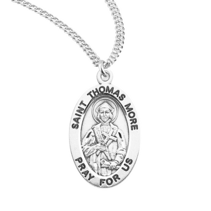 Patron Saint Thomas More Oval Sterling Silver Medal, Catholic Gift, Made in USA