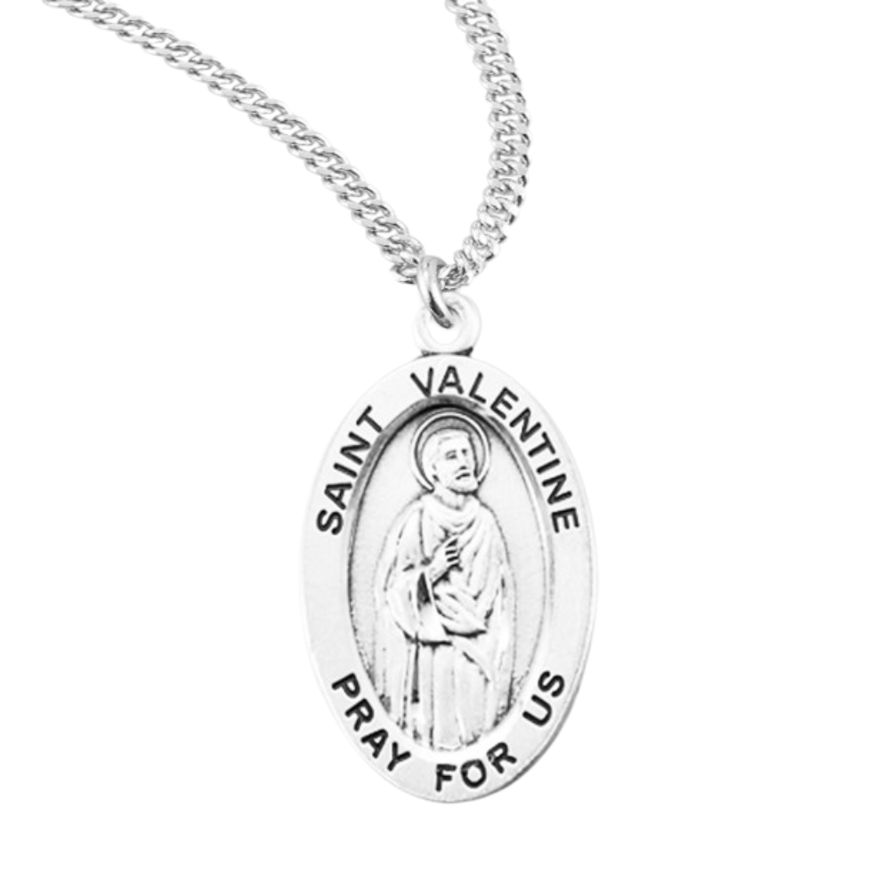 Patron Saint Valentine Oval Sterling Silver Medal, Catholic Gift, Made in USA