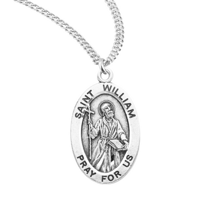 Patron Saint William Oval Sterling Silver Medal, Catholic Gift, Made in USA