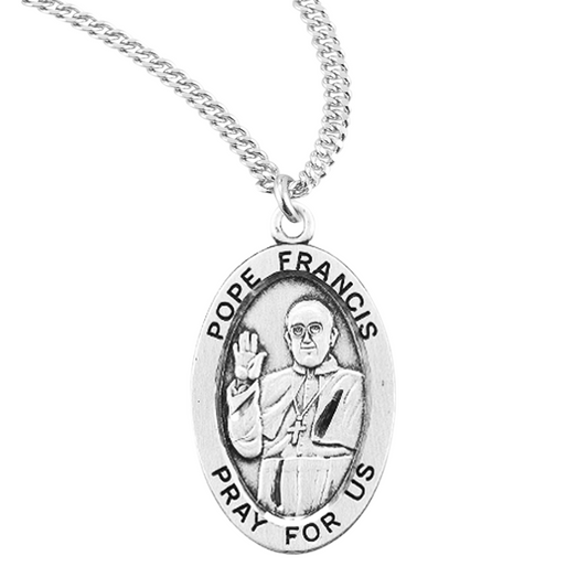 Pope Francis Oval Sterling Silver Medal, Catholic Gift, Made in USA