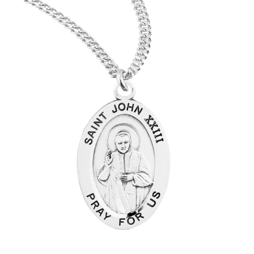 Saint John XXIII Oval Sterling Silver Medal, Catholic Gift, Made in USA