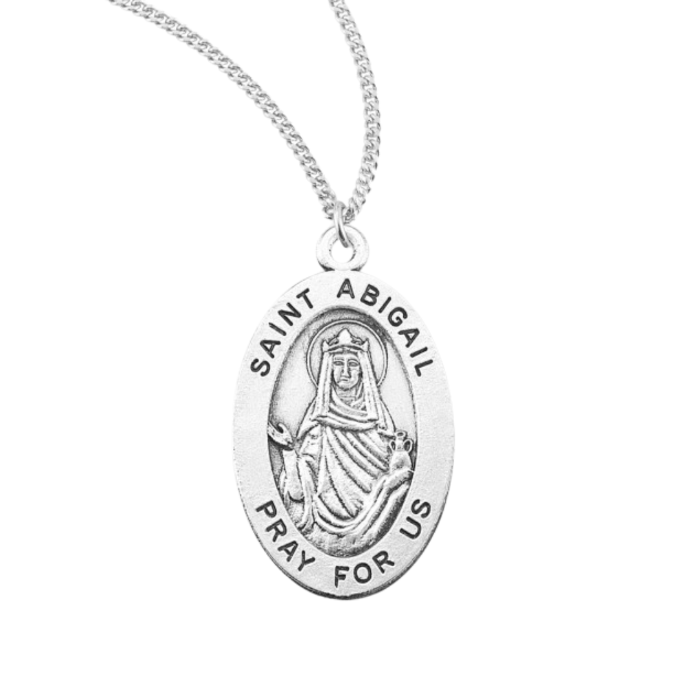 Sterling Oval St Abigail Sz 4 Medal, Catholic Gift, Made in USA