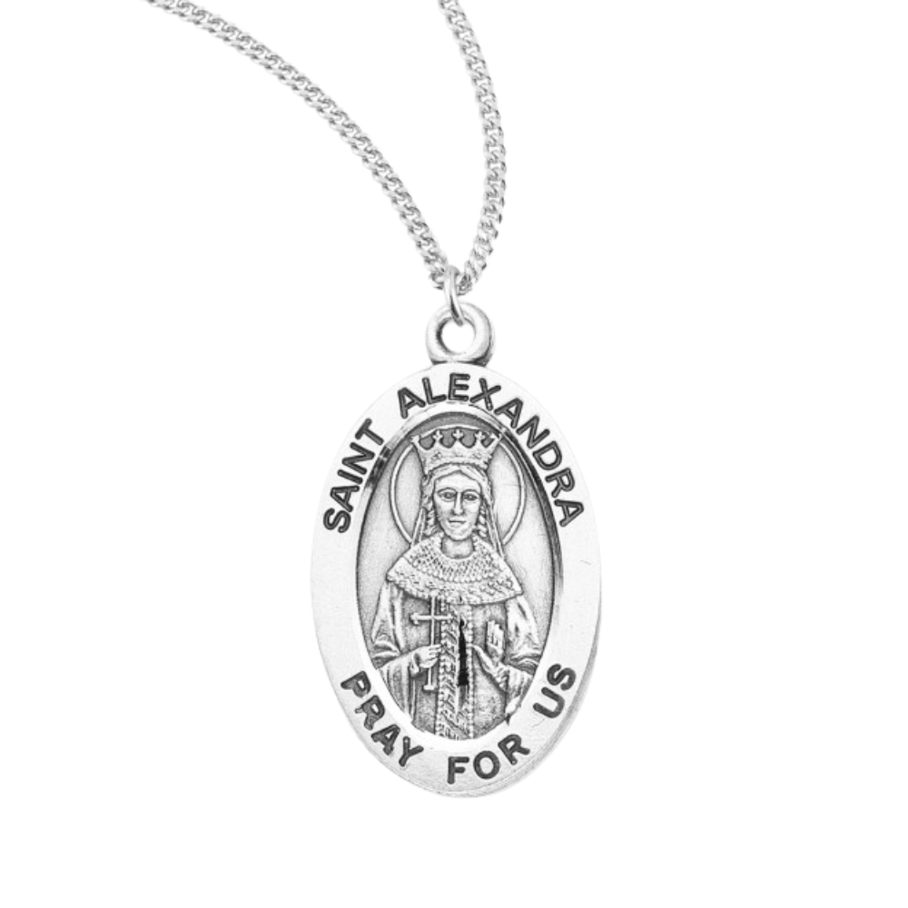 Sterling Oval St Alexandra, Catholic Gift, Made in USA