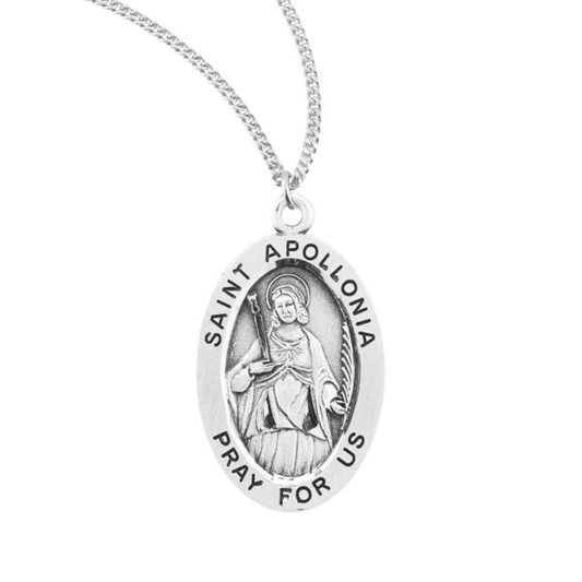 Sterling Oval St. Apollonia, Catholic Gift, Made in USA
