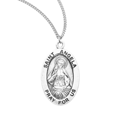 Sterling Oval St Angela, Catholic Gift, Made in USA