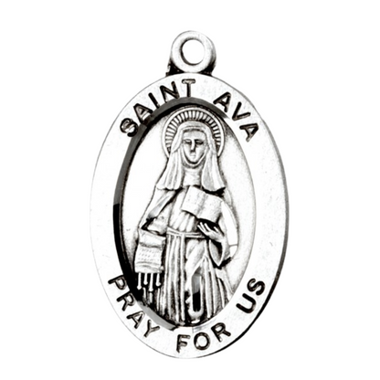 Saint Ava Sterling Silver Oval Medal Necklace — 18" Chain, Gift Box Included