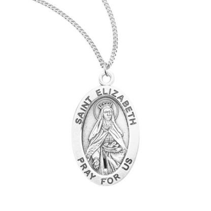 Patron Saint Elizabeth Oval Sterling Silver Medal, Catholic Gift, Made in USA