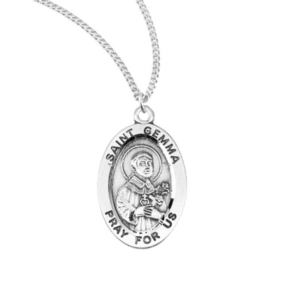 Patron Saint Gemma Oval Sterling Silver Medal, Catholic Gift, Made in USA