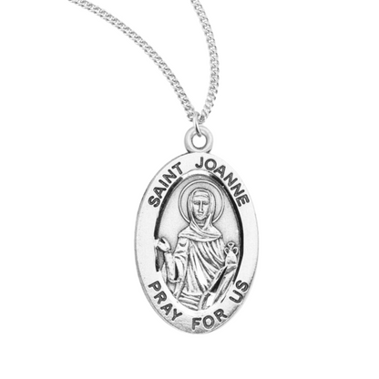 Patron Saint Joanne Oval Sterling Silver Medal, Catholic Gift, Made in USA
