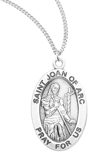 Patron Saint Joan of Arc Oval Sterling Silver Medal, Catholic Gift, Made in USA