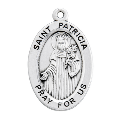 Saint Patricia Sterling Silver Medal Pendant — 18" Chain, Gift Box Included