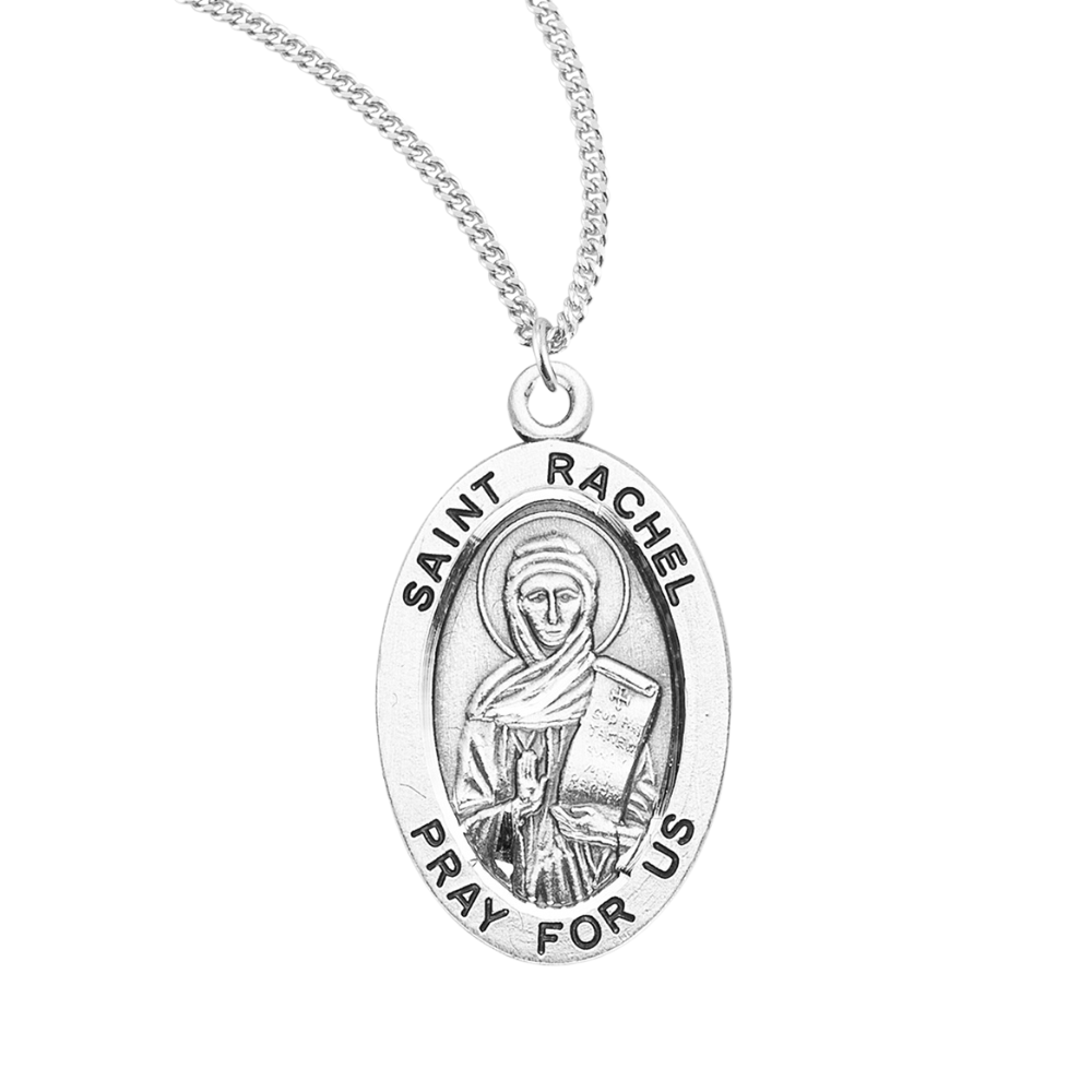 Patron Saint Rachel Oval Sterling Silver Medal, Catholic Gift, Made in USA