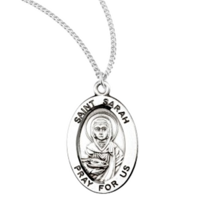 Sterling Silver Oval St Sarah, Catholic Gift, Made in USA