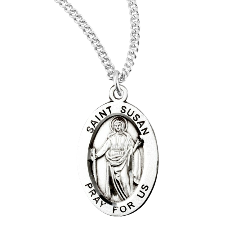 Patron Saint Susan Oval Sterling Silver Medal, Catholic Gift, Made in USA