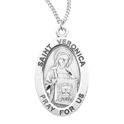 Patron Saint Veronica Oval Sterling Silver Medal, Catholic Gift, Made in USA