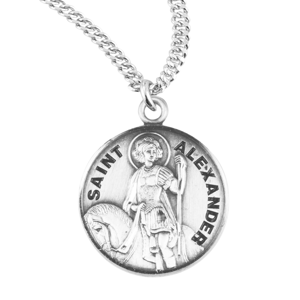 Patron Saint Alexander Oval Sterling Silver Medal, Catholic Gift, Made in USA