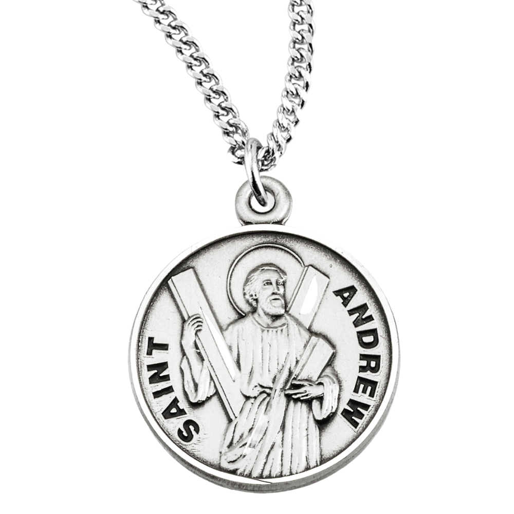 Patron Saint Angela Round Sterling Silver Medal, Catholic Gift, Made in USA