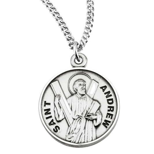 Patron Saint Angela Round Sterling Silver Medal, Catholic Gift, Made in USA
