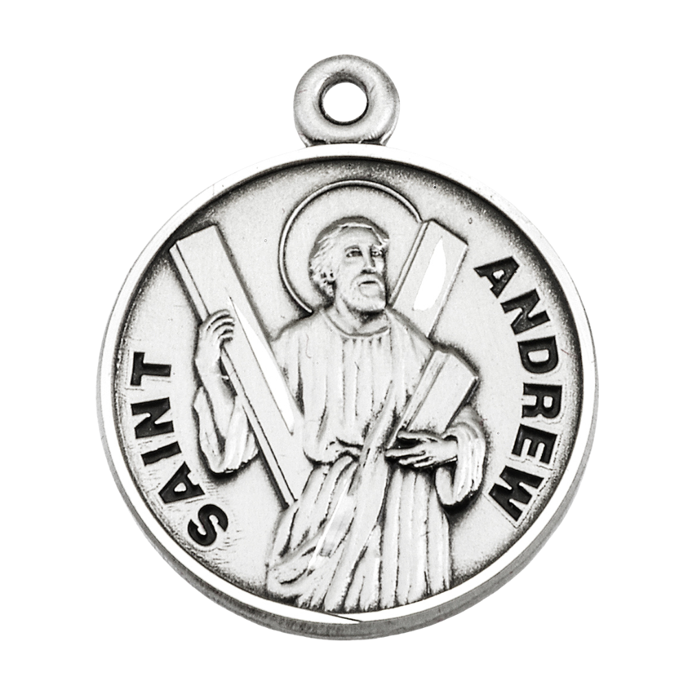 Saint Angela Sterling Silver Medal Pendant — 18" Chain, Made in USA, Gift Box
