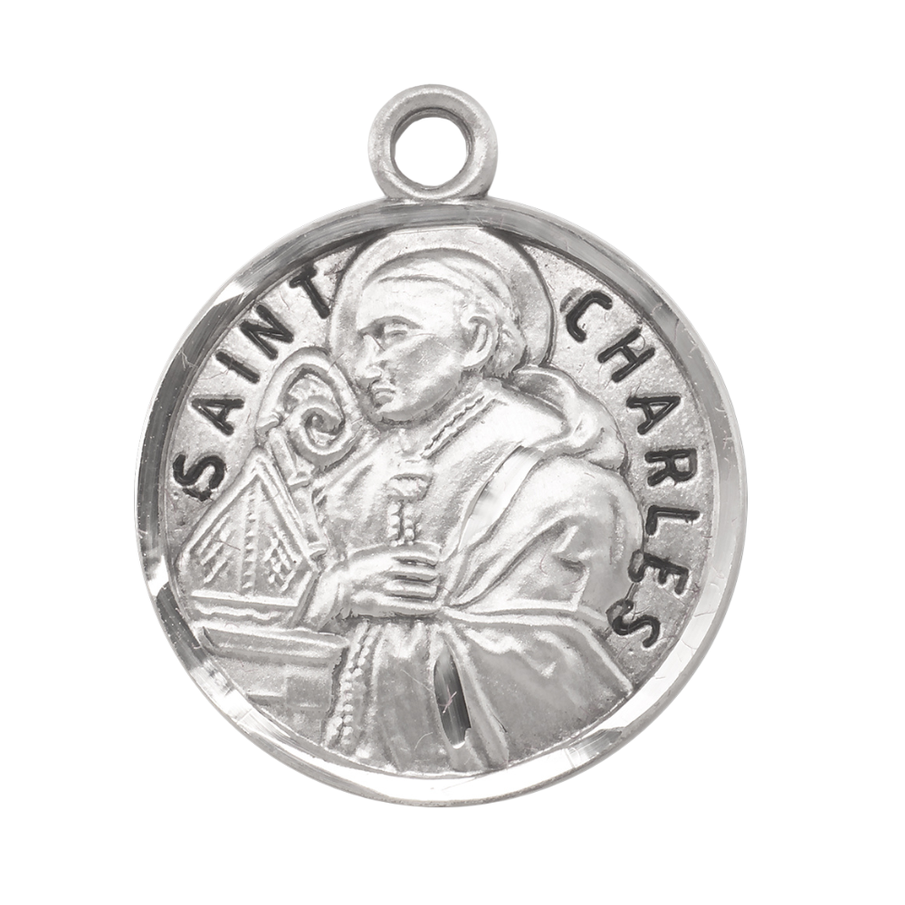 Saint Charles Sterling Silver Medal Pendant Necklace - 20 Inch Chain