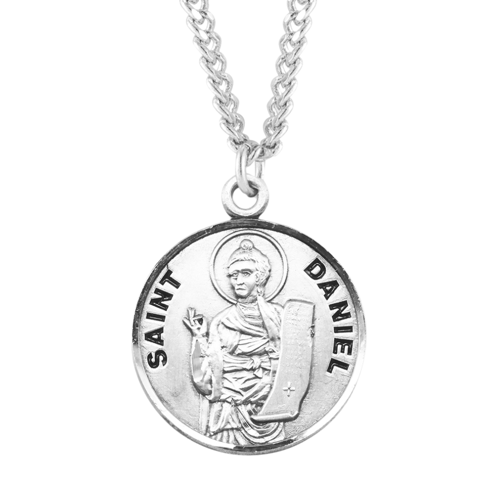 Patron Saint Daniel Round Sterling Silver Medal, Catholic Gift, Made in USA