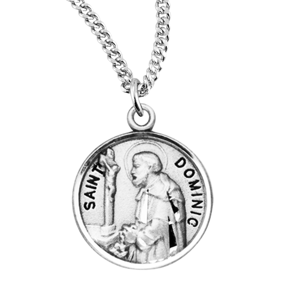 Patron Saint Dominic Round Sterling Silver Medal, Catholic Gift, Made in USA