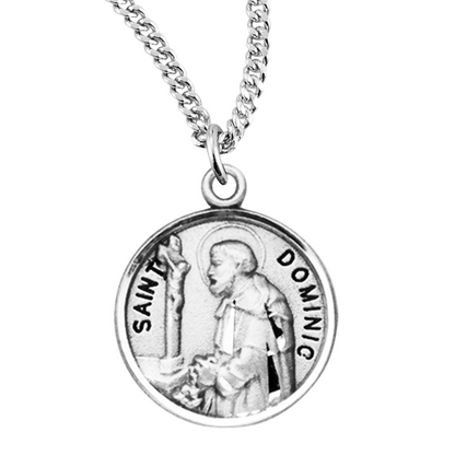 Patron Saint Dominic Round Sterling Silver Medal, Catholic Gift, Made in USA