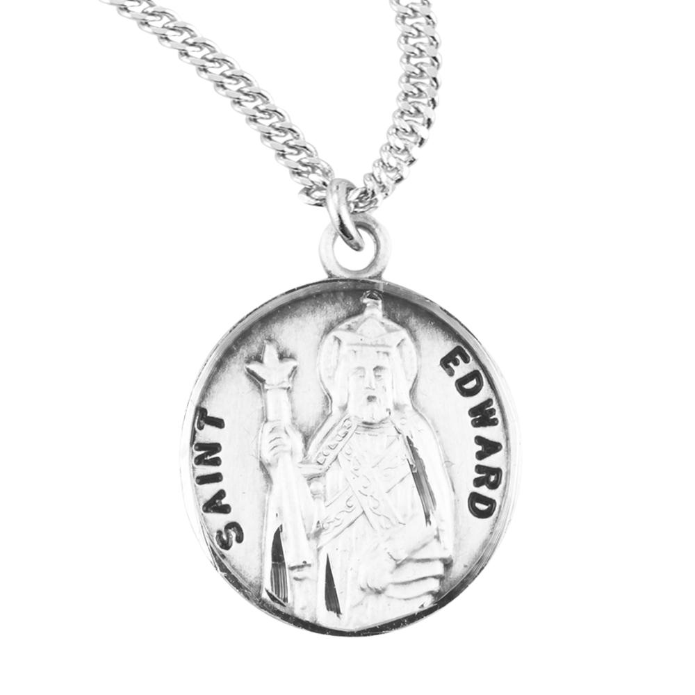 Patron Saint Edward Round Sterling Silver Medal, Catholic Gift, Made in USA
