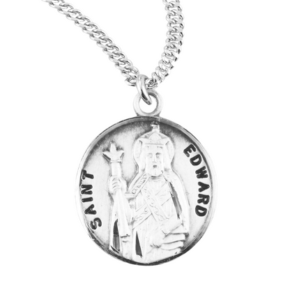 Patron Saint Edward Round Sterling Silver Medal, Catholic Gift, Made in USA