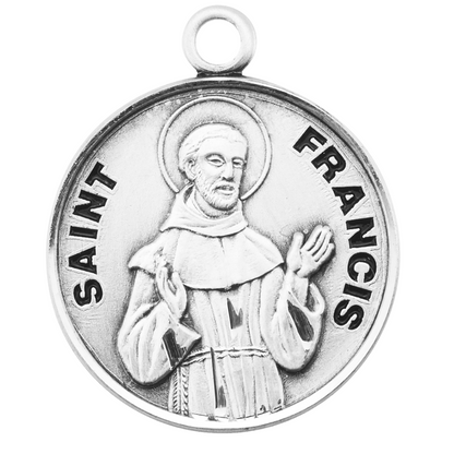 Saint Francis Sterling Silver Medal Pendant — 20" Chain, Gift Box Included