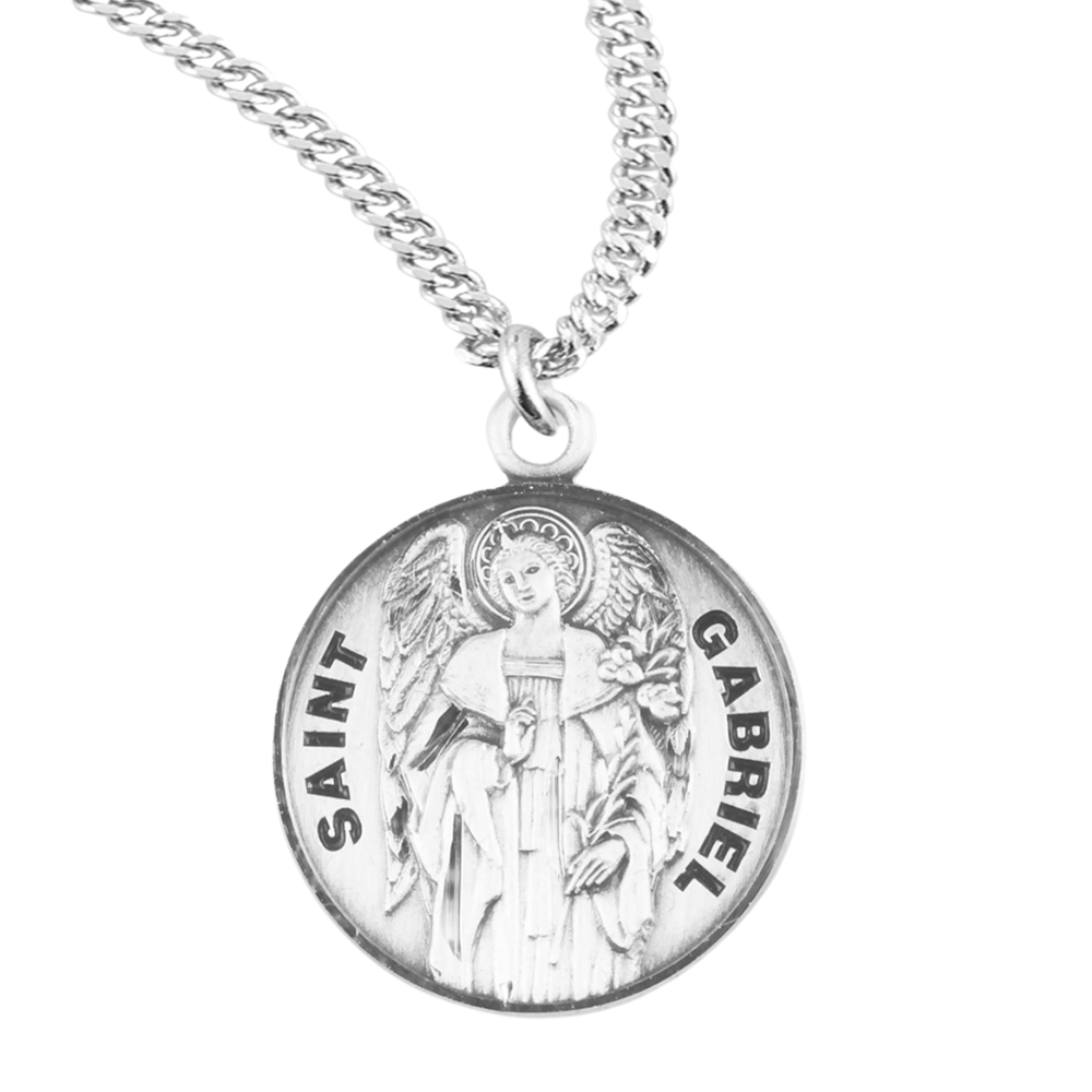 Patron Saint Gabriel Round Sterling Silver Medal, Catholic Gift, Made in USA