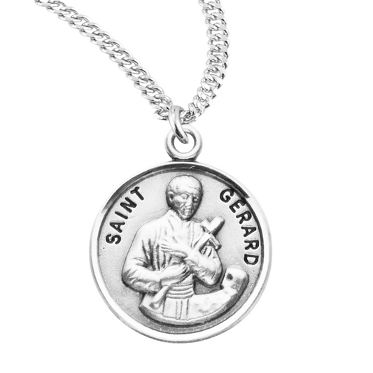 Patron Saint Gerard Round Sterling Silver Medal, Catholic Gift, Made in USA