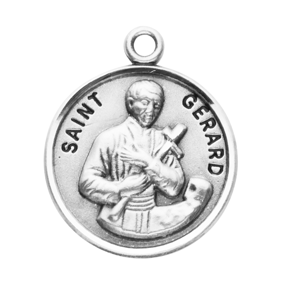 Saint Gerard Sterling Silver Medal Pendant Necklace — 20" Chain, Gift Box