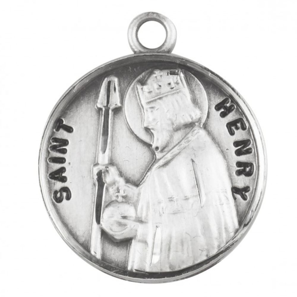 Saint Henry Sterling Silver Medal Pendant — 20" Chain, Gift Box Included