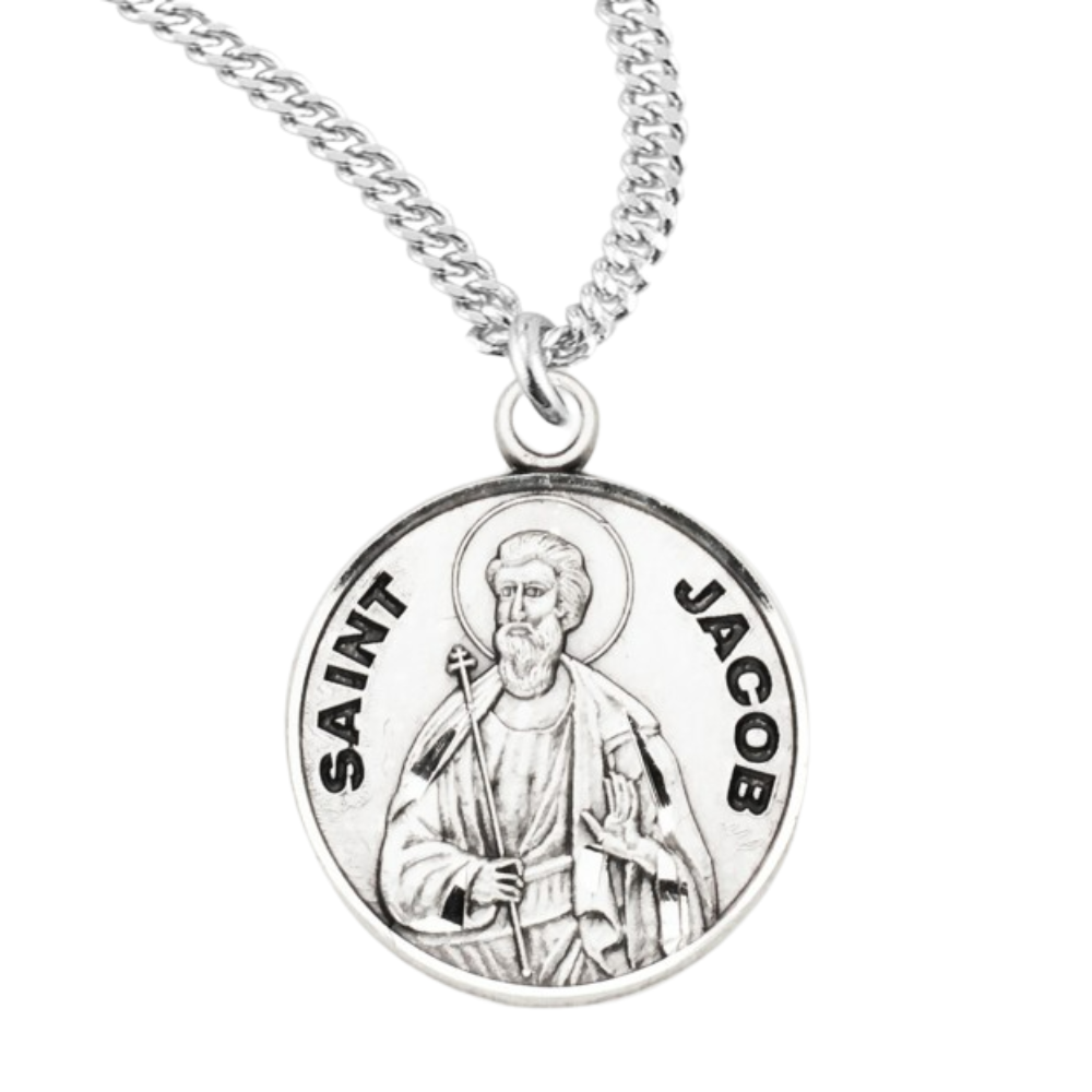 Patron Saint Jacob Round Sterling Silver Medal, Catholic Gift, Made in USA