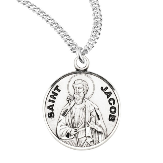 Patron Saint Jacob Round Sterling Silver Medal, Catholic Gift, Made in USA